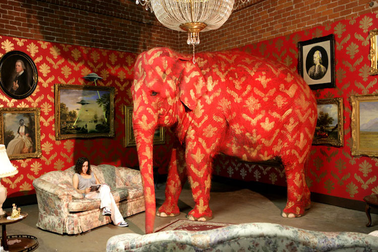 An+elephant+painted+by+the+famous+British+artist%2C+Banksy%2C+on+display+in+Los+Angeles+art+show%2C+Barely+Legal.+Photo+Courtesy%3A+New+York+Times+