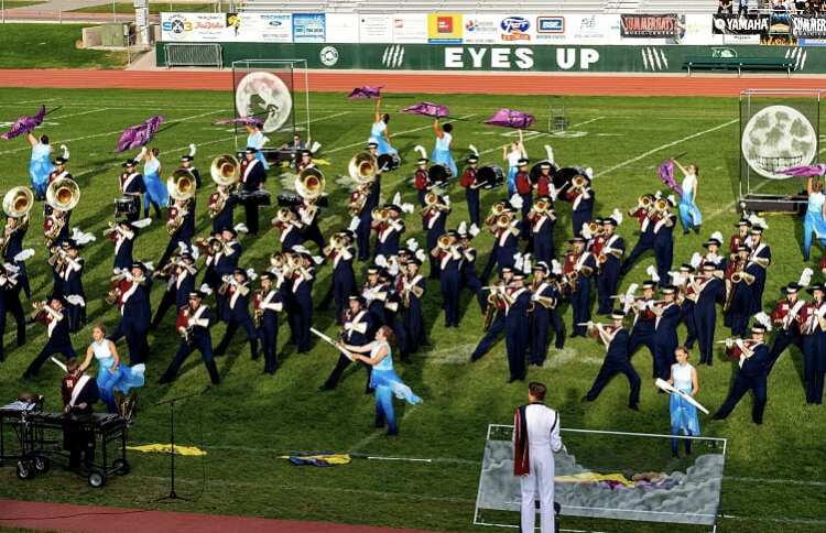 The HHS marching band in action.