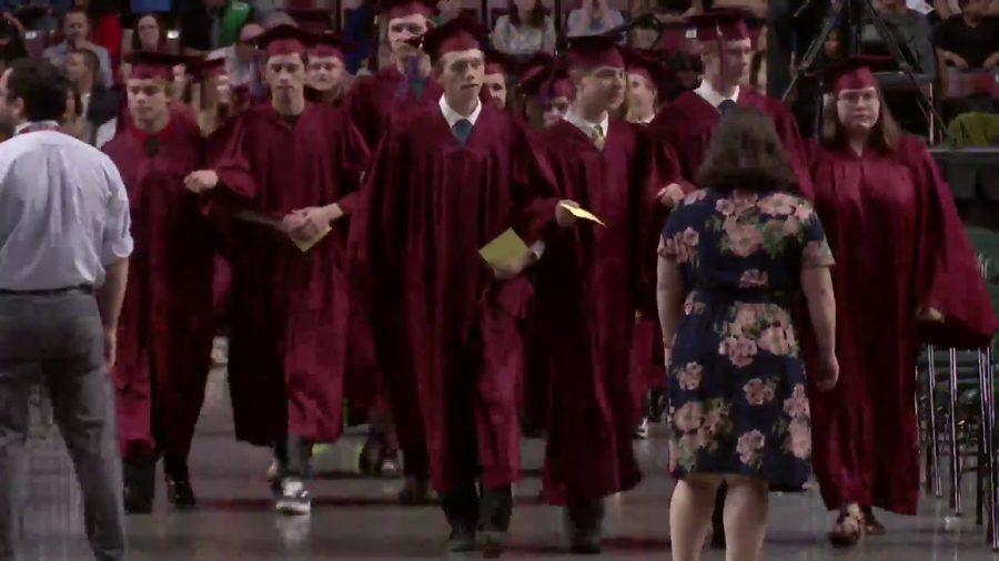 2019 graduates would be shocked about the difference between their graduations and the ones since. This is a momentary glimpse at what the traditional HHS graduation would have been. 