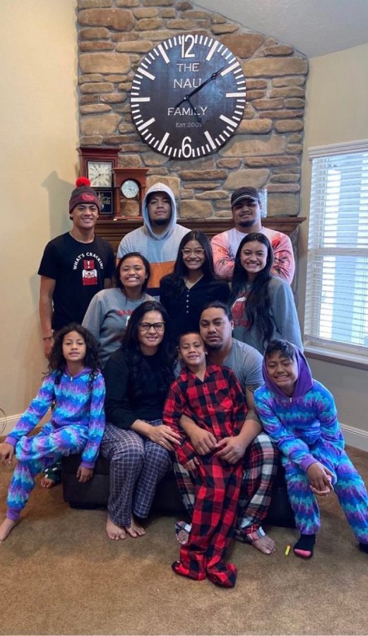 Alopa Nau and her family on Christmas morning.